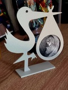 Figurka Bociana/ Pamiątka Narodzin Dziecka/Dekoracja Pokoju Dziecięcego.