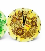 Zegar ze sklejki, ręcznie malowany, lakierowany, z mechanizmem.