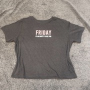 Szary t-shirt Primark z napisem - r. 42-44, dobry stan