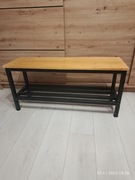 Nowoczesne Siedzisko z Półką na Buty – Ręcznie Wykonane  Stal + Drewno  