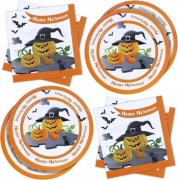 Zestaw talerzy i serwetek Halloween | 40 sztuk jednorazowych dekoracji