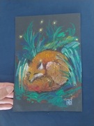 Obrazek "Lis" pastelami olejnymi na A5