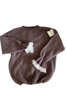 Sweter damski brąz fango z wełną i moherem nowy premium moda włoska  