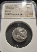 Biblijna moneta podatkowa SREBRNIK JUDASZA szekel Tyru - grading NGC