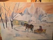 Obraz olejny na płótnie Czesław Wasilewski "W zimo