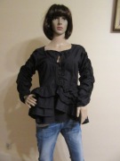 EWA I WALLA czarna bluzka falbanki asymetryczna styl gotycki marszczenia_XS