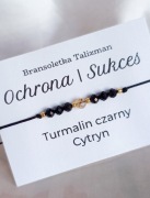 Bransoletka z kamieni naturalnych talizman cytryn turmalin czarny 