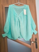 Sweter oversize z kokardą w kolorze miętowym 