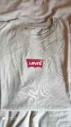 Levi's beżowy t-shirt rozm XL jak XXL centralnie naszywka czerwone logo 