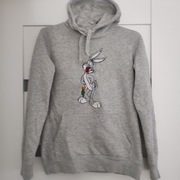 Russell fajna ciepła szara bluza z kapturem S królik Bugs haft 