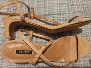 Sandałki paseczki damskie camelowe rozmiar 40