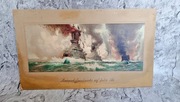 I wojna światowa pancerniki na pełnym morzu chromolitografia