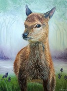 Obraz olejny las jelonek sarna