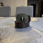 Pasek do spodni  w stylu kowbojskim złota klamra brązowy pas vintage