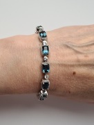 Bransoletka srebro, Topaz London Blue i Biały Cyrkon  