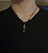 Naszyjnik męski - Turmalin na plecionym rzemyku