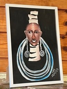 Afrykański obraz z Ghany sygnatura 3EL