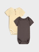 Body niemowlęce Sinsay 56 bawełna komplet 2 pack paski henley czarne