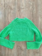 Zielony Sweter Zara, 100% Bawełna, M