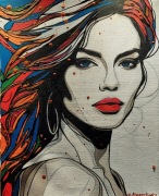 AMBROZIEWICZ Obraz Abstrakcja Nowoczesny portret kobieta twarz