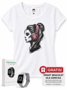 Stylowa damska koszulka z oryginalną grafiką r + GRATIS Smart Bracelet 
