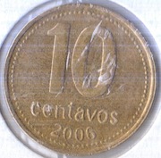 ARGENTYNA 10 centavos 2006 KM# 107, XF, niemagnetyczna, rant ząbkowany