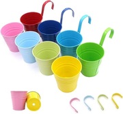 8-pak metalowe żelazne wiszące doniczki na kwiaty wiadro kolorowe