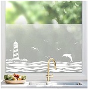 Folia okienna, nieprzejrzysta, folia maskująca na okno, wzór morza