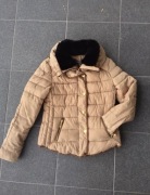 Kurtka Zara outlet beżowa z kożuszkiem (S)