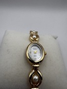 Złoty Zegarek Damski Bransoleta z Perłami Vintage