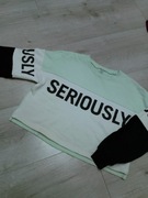 Krótka szeroka bluza oversize miętowa New Yorker FB Sister XS 34