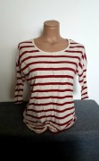 Kremowa Bluzka ESMARA w Bordowe paski 