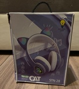 Słuchawki bezprzewodowe dla dzieci KOCIE USZY led niebieskie Cat