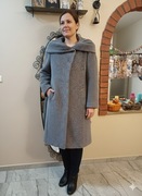 Elegancki płaszcz moher alpaka wełna rozmiar 40/42