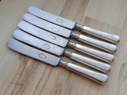 PRZEDWOJENNE SREBRZONE NOŻE OBIADOWE MONOGRAM PLEWKIEWICZ WZÓR MAZOWIECKI