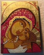 Ikona Matka Boska Eleusa pisana ręcznie 21 x 14 cm
