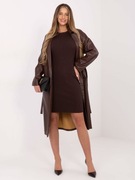 Czekoladowa dzianinowa sukienka w prążek