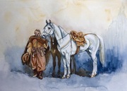 Juliusz Kossak "Kozak" reprodukcja akwarelowa Katarzyna Bilska A3