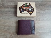 Portfel Australia klasyczny męski na prezent bordowy