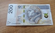 Banknot obiegowy 200zl Seria CY0089989