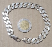 @@@ GRUBA BRANSOLETA-SREBRNA-PEŁNA-MĘSKA-10mm-SREBRO 925-31g-DIAMENTOWANA