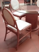 Krzesła włoskie luksusowe Varaschin 4 szt. kolonialne rattan róż tapicerka 