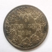 6 krajcarów 1841 Wielkie Księstwo Hesji  Ludwik II