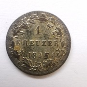 1 krajcar 1845 Wielkie Księstwo Hesji  Ludwik II