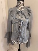 ZARA kardigan sweter wiązany falbanki szary lekki L