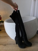 Długie kozaki zamszowe na szpilce