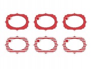 Etykiety Winietki paski kropki czerwone biedronki
