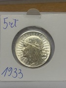 5 złotych 1933 Głową Kobiety Piękna !!