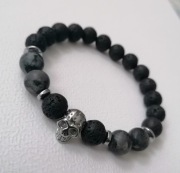 Bransoletka - kamień naturalny 10mm i stal 