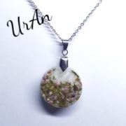 Naszyjnik prawdziwy kwiat wrzos żywica na prezent